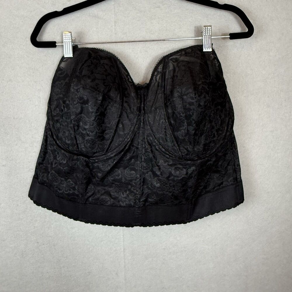 Goddess Bustier Corset 48D‎ Long Line Black Solid Boned Underwire Shapewear